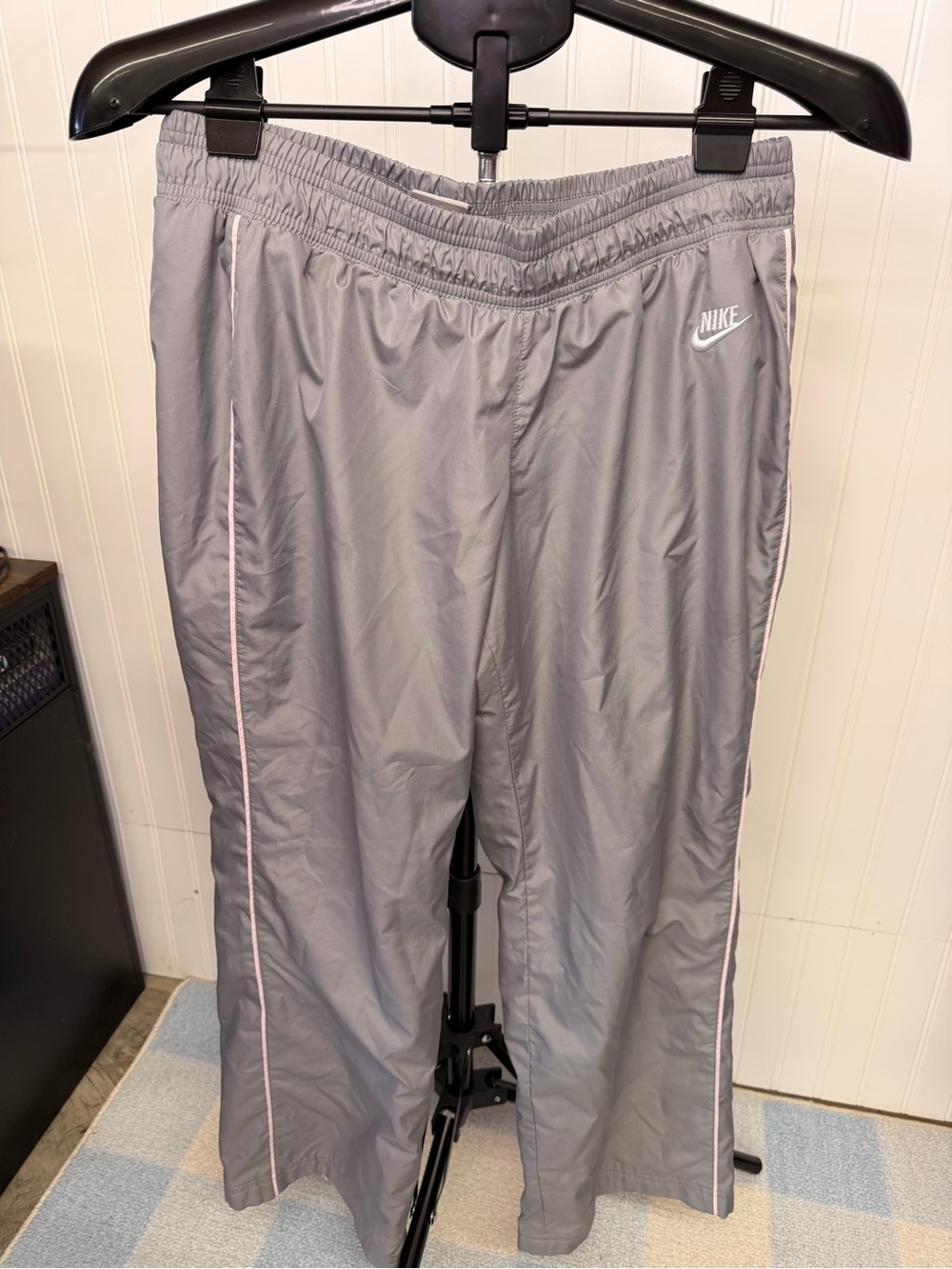 Nike Gray Track Pants with Light Pink Piping
